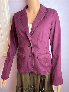 Sonoma Deep Plum Tailored Three-Button Blazer